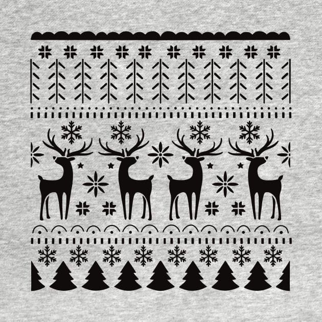 Northern Europe Folk Art Christmas Reindeer Sweater Pattern by SkullFern